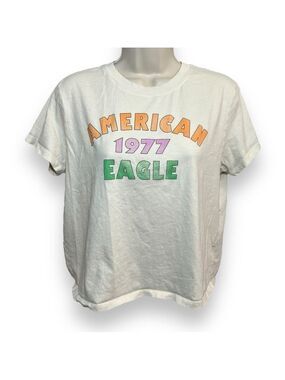 American Eagle Women’s Graphic Tee Ivory Size Medium